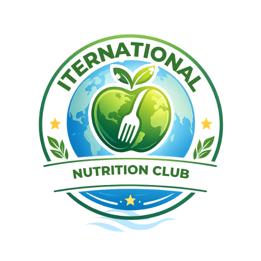 International Nutrition Club logo with apple, globe, leaves, and nutrition theme