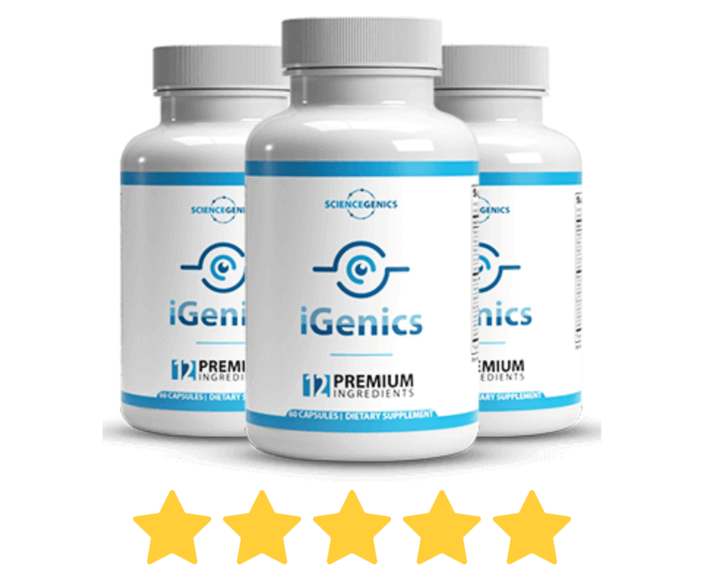 iGenics eye health supplement bottle for daily vision support