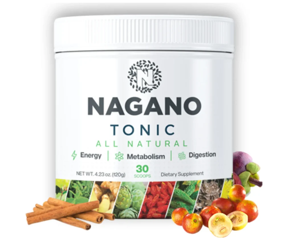 Nagano Tonic powdered supplement container for metabolism and weight-management support