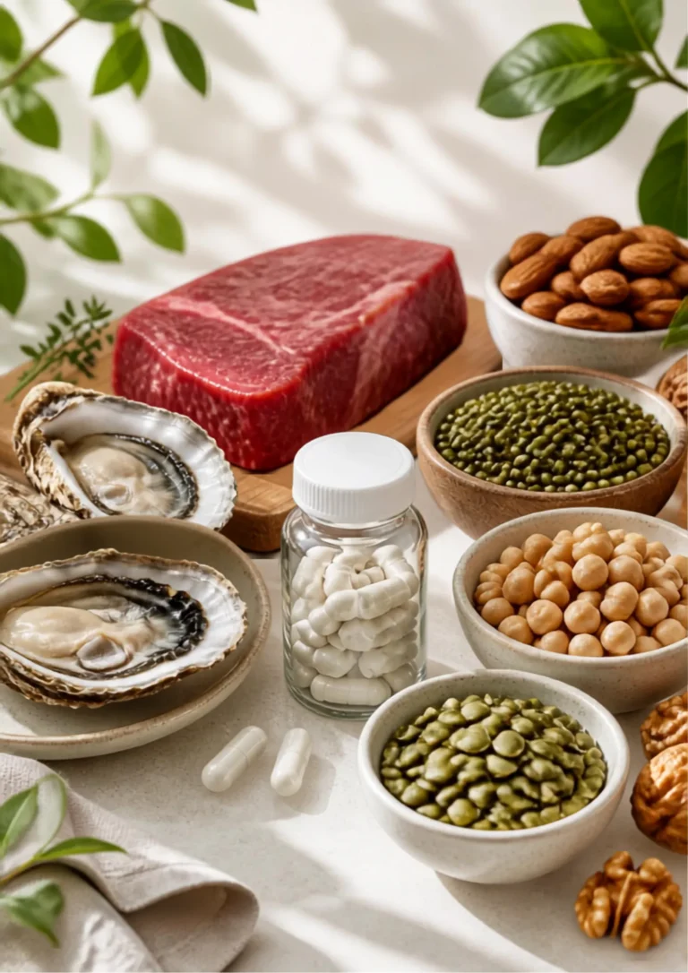 Zinc-rich foods and zinc supplement capsules